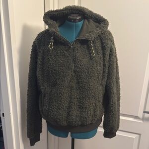 LULULEMON Oh So Sherpa Half Zip Hoodie Jacket - Dark Olive - Size 12